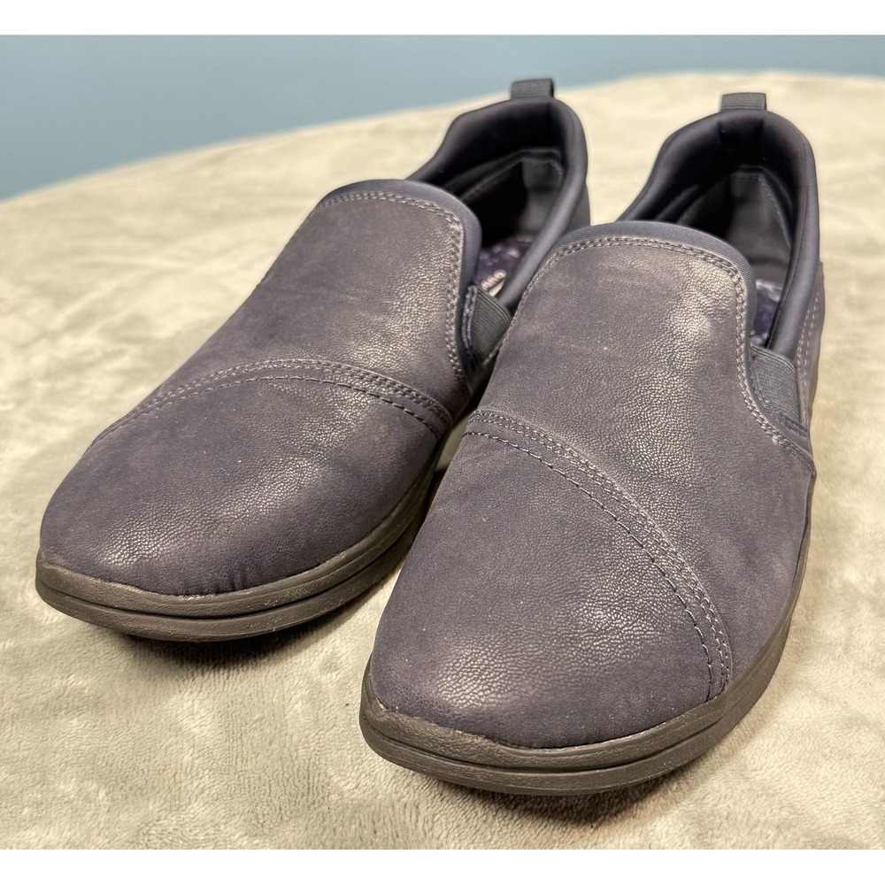 Clarks Cloudsteppers Slip On Shoes Womens 9.5 Navy Blue Comfort Loafers